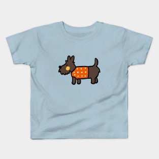 brown puppy in orange jumper Kids T-Shirt